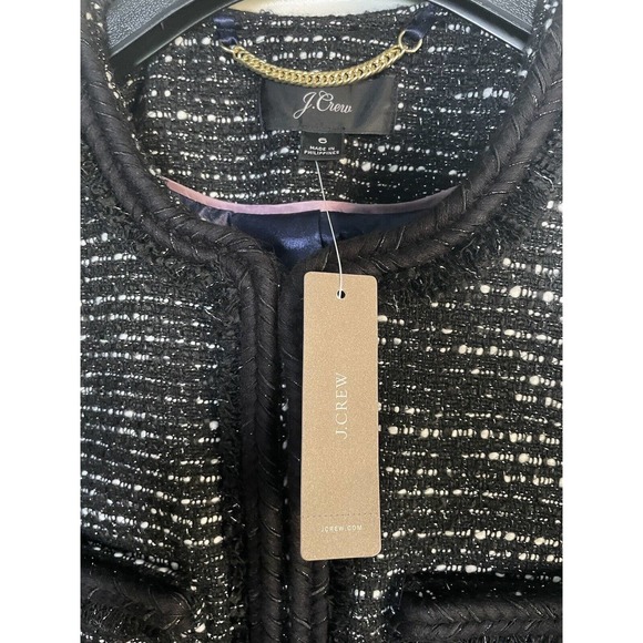 NWT NEW J.CREW TWEED BLACK LONG JACKET COAT 6 SOLD OUT! - Picture 9 of 14